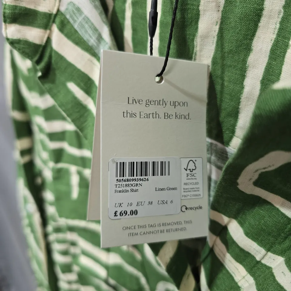 NOBODY'S CHILD LINEN GREEN FRANKLIN SHIRT – WOMEN'S UK 10