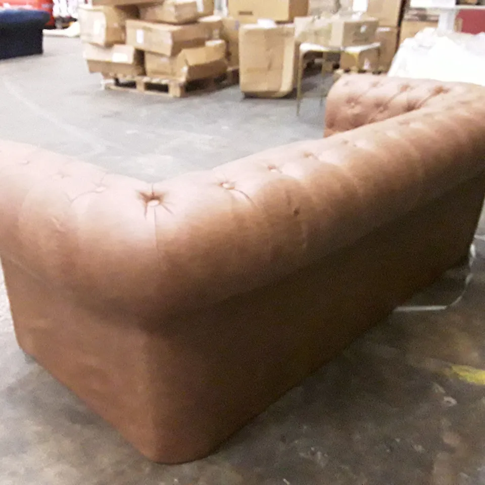 QUALITY DESIGNER 3 SEATER SOFA - BROWN LEATHER