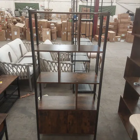 INDUSTRIAL 4-TIER BOOKCASE WITH DOORS