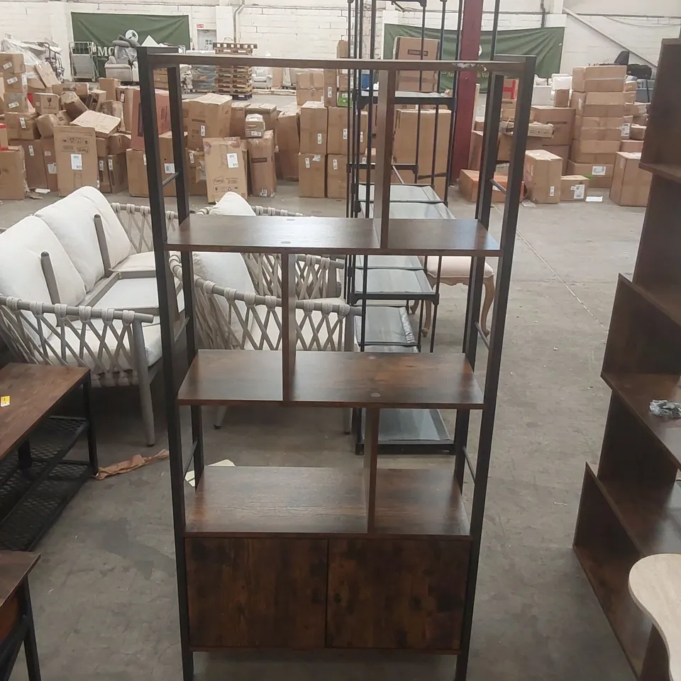 INDUSTRIAL 4-TIER BOOKCASE WITH DOORS