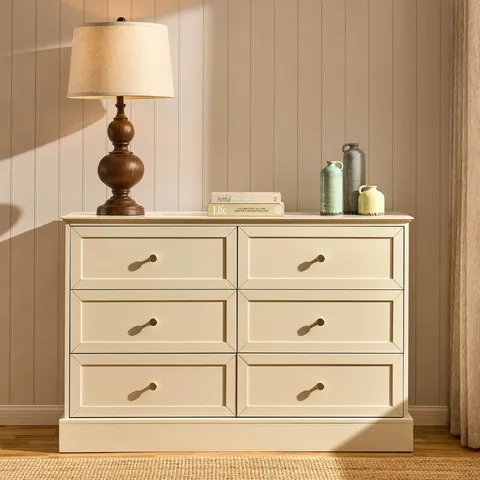 BOXED DUSK RUBY 6 DRAWER CHEST - CREAM (1 BOX)