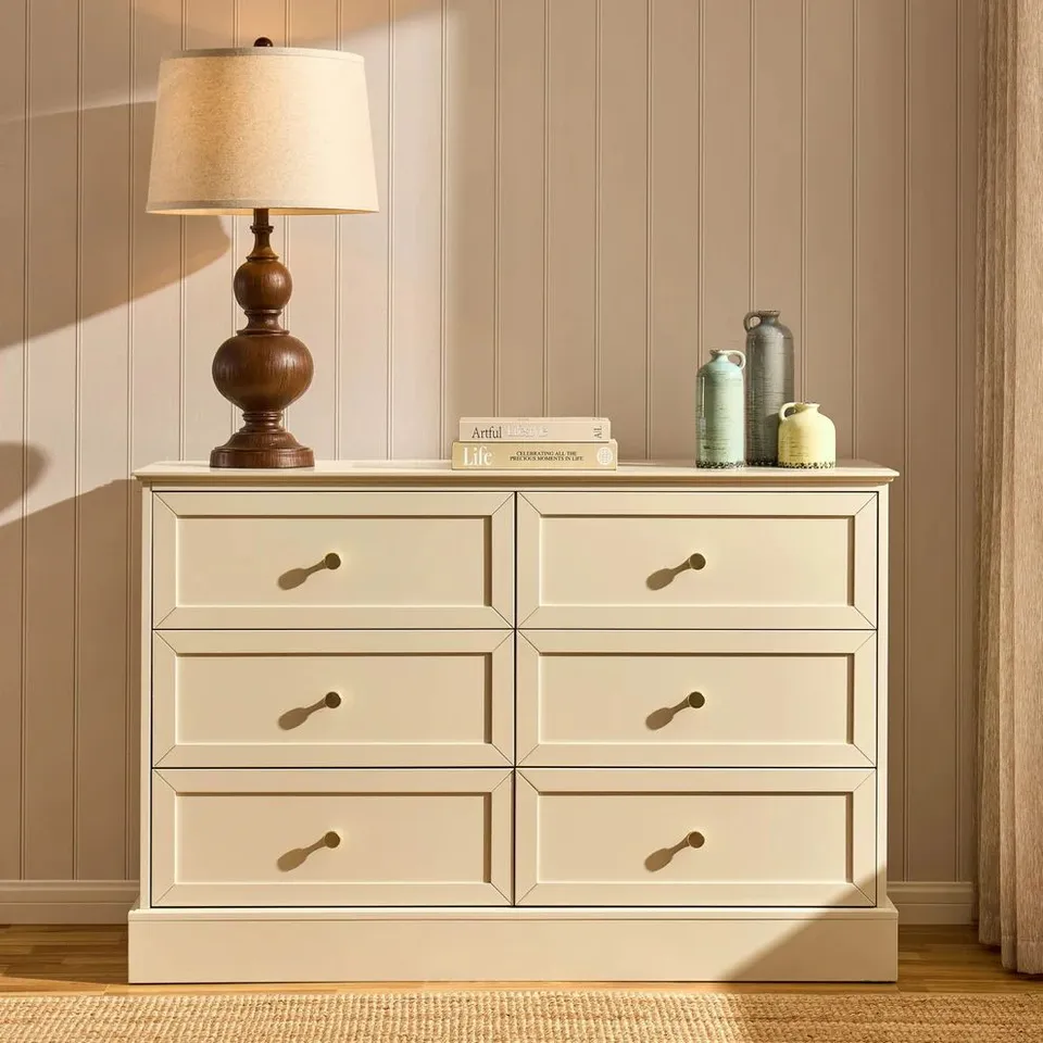 BOXED DUSK RUBY 6 DRAWER CHEST - CREAM (1 BOX)