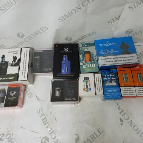 BOX OF APPROXIMATELY 10 ECIG PRODUCTS TO INCLUDE IJOY, INNOKIN, SMOK 