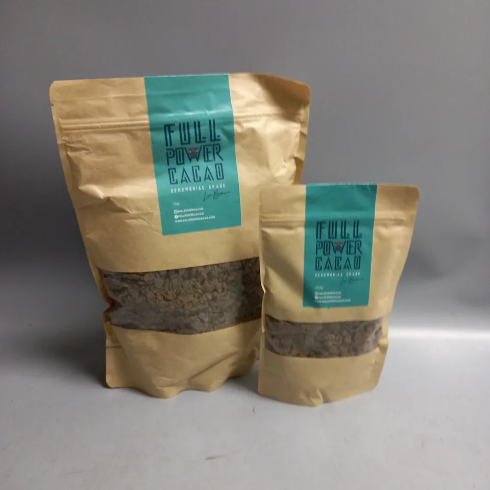 2 X BAGS OF FULL POWER CACAO CEREMONIAL GRADE 1KG & 200G