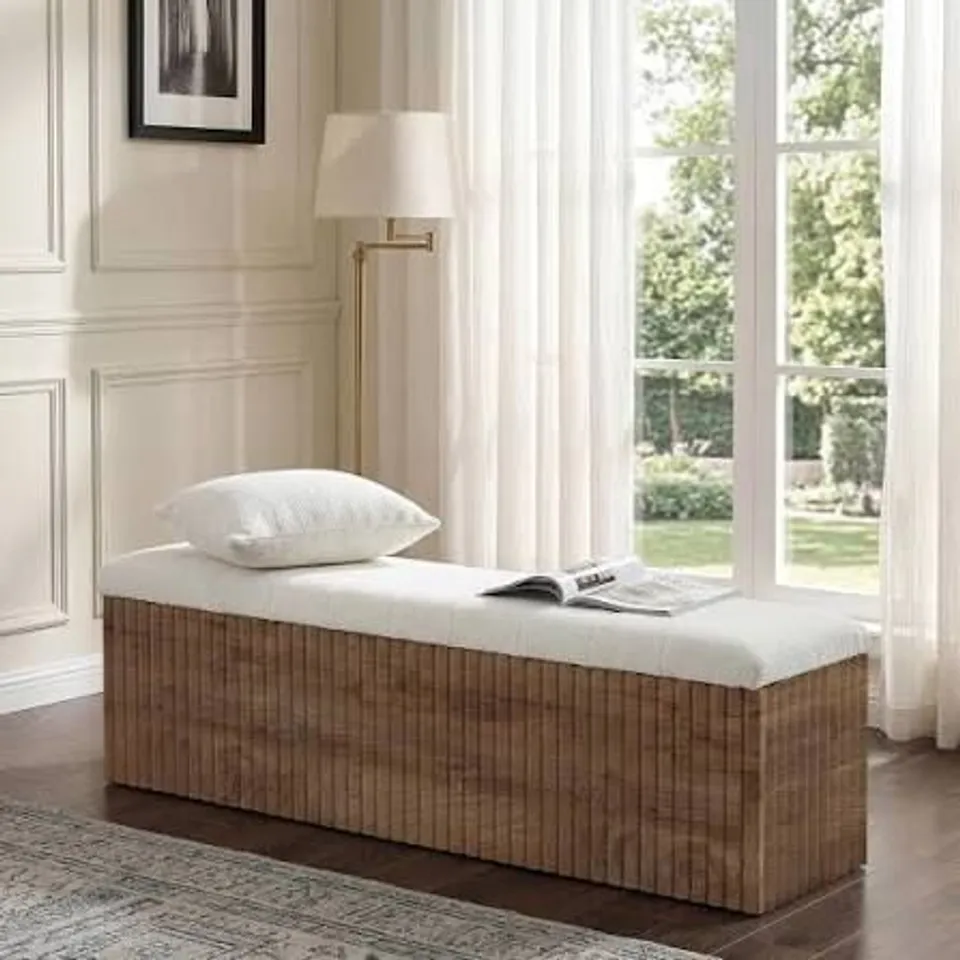 BOXED TRIBESIGNS 63" UPHOLSTERED END OF BED STORAGE BENCH