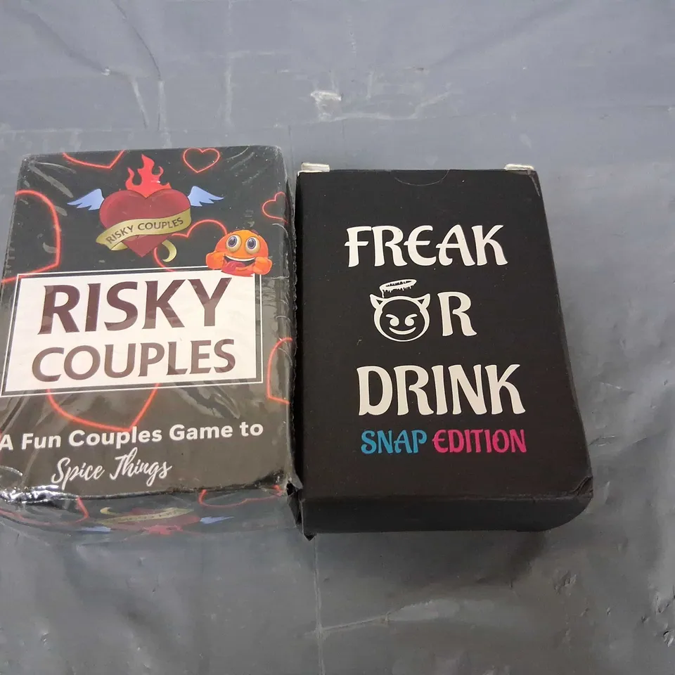 TWO ADULT CARD GAMES TO INCLUDE; RISKY COUPLES AND FREAK OR DRINK