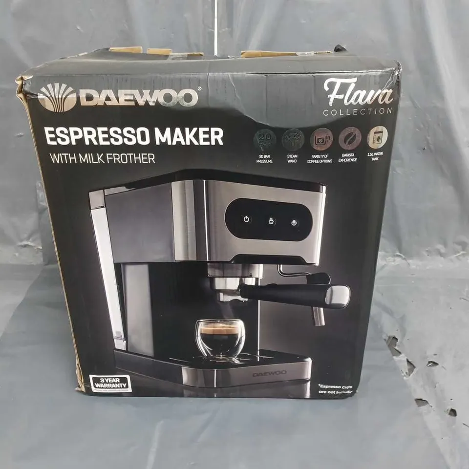 DAEWOO ESPRESSO MAKER WITH MILK FROTHER