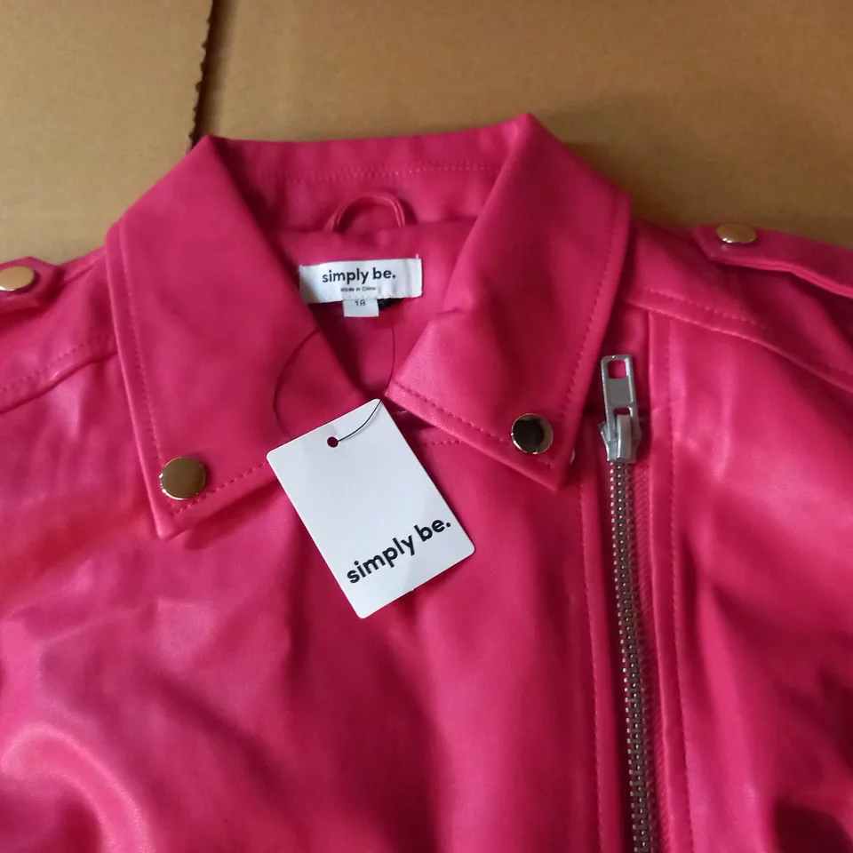 SIMPLY BE PINK BIKER STYLE PU JACKET - 18