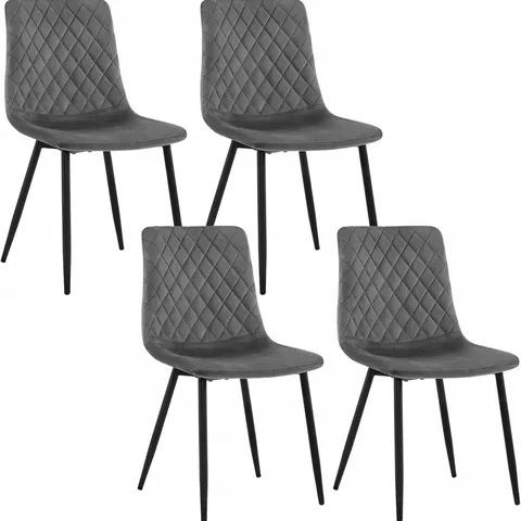 BOXED EUGAD DINING CHAIRS SET OF 4, VELVET, DARK GRAY UPHOLSTERED