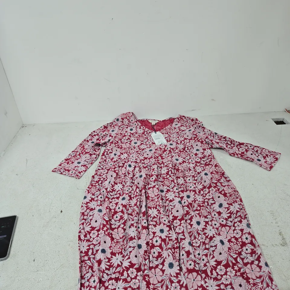 SEASALT CORNWALL ORGANIC COTTON DRESS – FLORAL RED, UK 16 (EU 44) – MADE IN INDIA