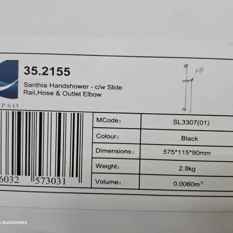 FOUR BOXED SANTHIA HAND SHOWERS WITH SLIDE RAIL, HOSE & OUTLET ELBOW BLACK