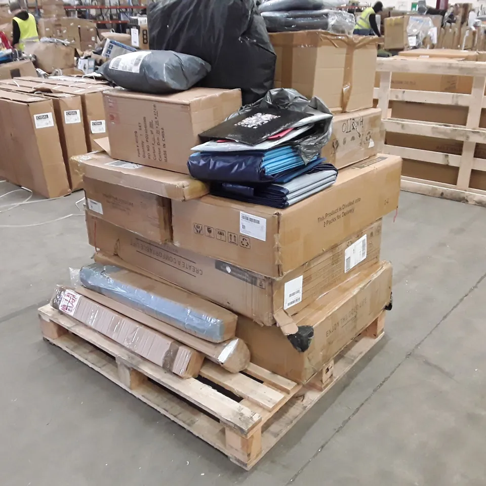 PALLET TO CONTAIN AN ASSORTMENT OF INCOMPLETE FLAT PACK FURNITURE PARTS 