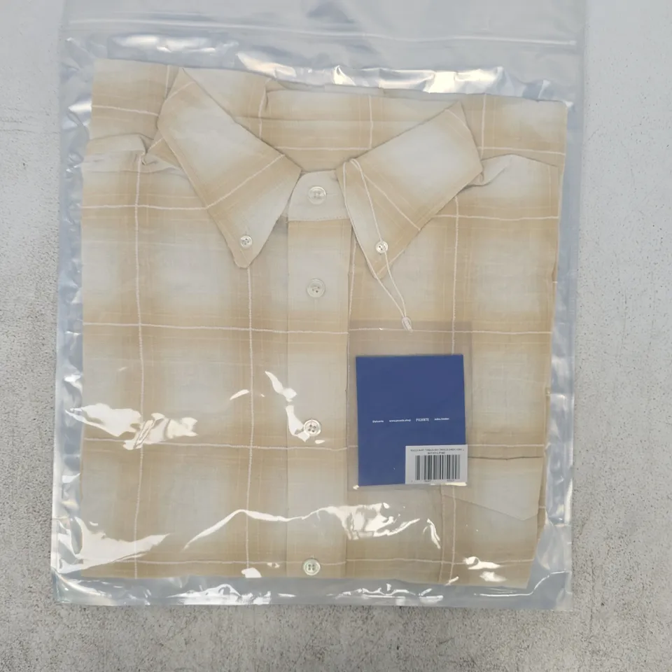 BAGGED PICANTE ROCCO SHIRT THREADLIGHT CRINKLE CHECK IVORY SIZE LARGE