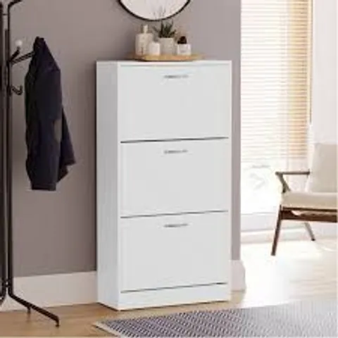 BOXED VIDA 3 DRAWER SHOE CABINET - WHITE (1 BOX)