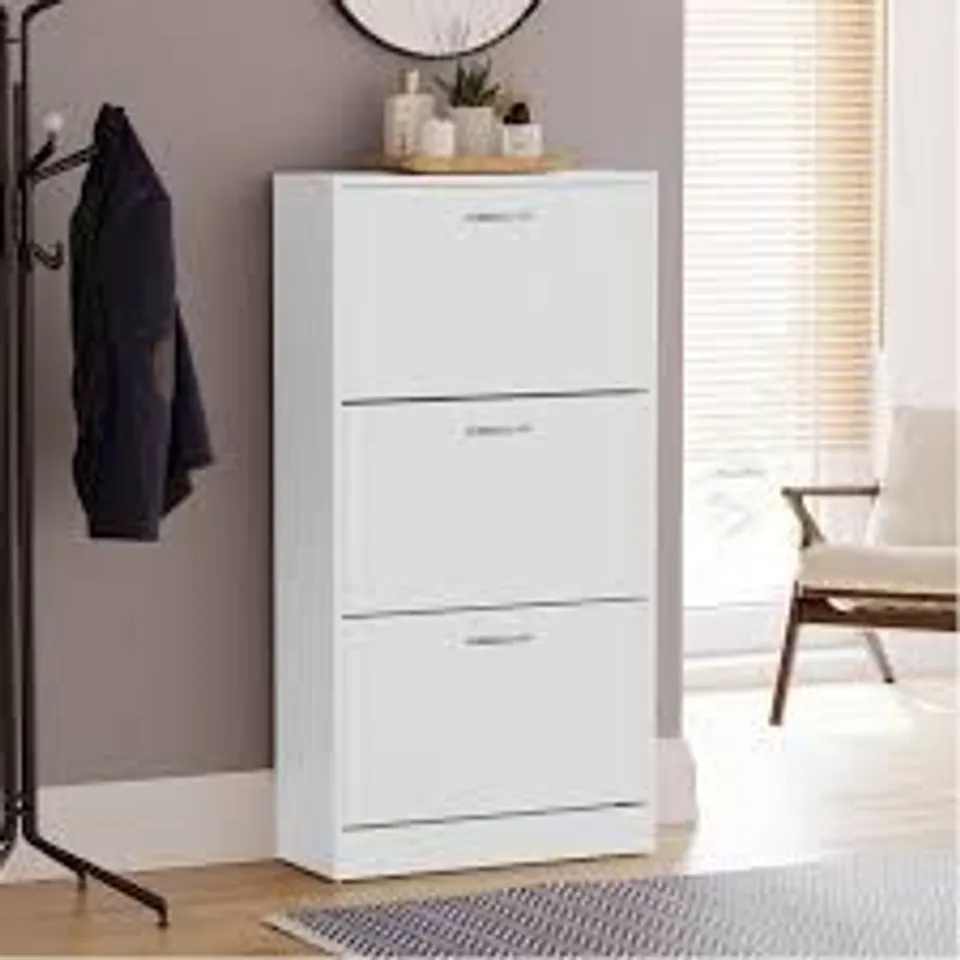 BOXED VIDA 3 DRAWER SHOE CABINET - WHITE (1 BOX)