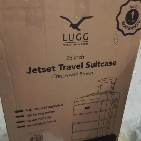 BOXED LUGG 28INCH JETSET TRAVEL SUITCASE CREAM AND BROWN 