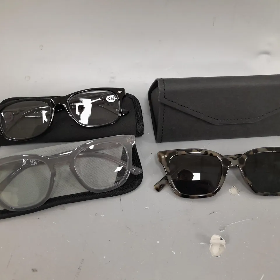 HUMMINGBIRD SUNGLASSES AND 2 READING GLASSES 2 