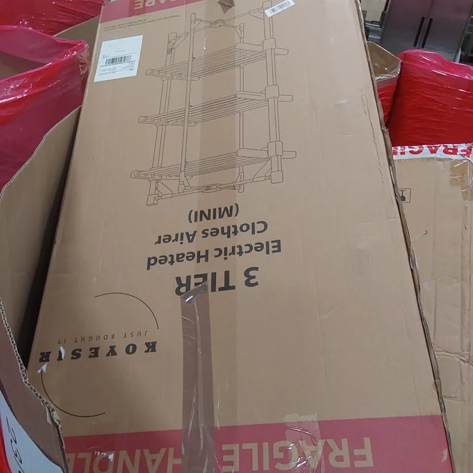 PALLET OF ASSORTED HOUSEHOLD ITEMS AND CONSUMER PRODUCTS TO INCLUDE; CLOTHES AIRER, DRYING RACK, BOXED FURNITURE ETC 