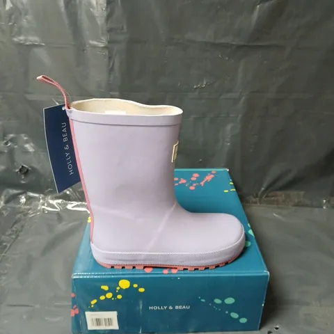 BOXED HOLLY & BEAU RUBBER MAUVE RAINBOOTS - KIDS UK 11
