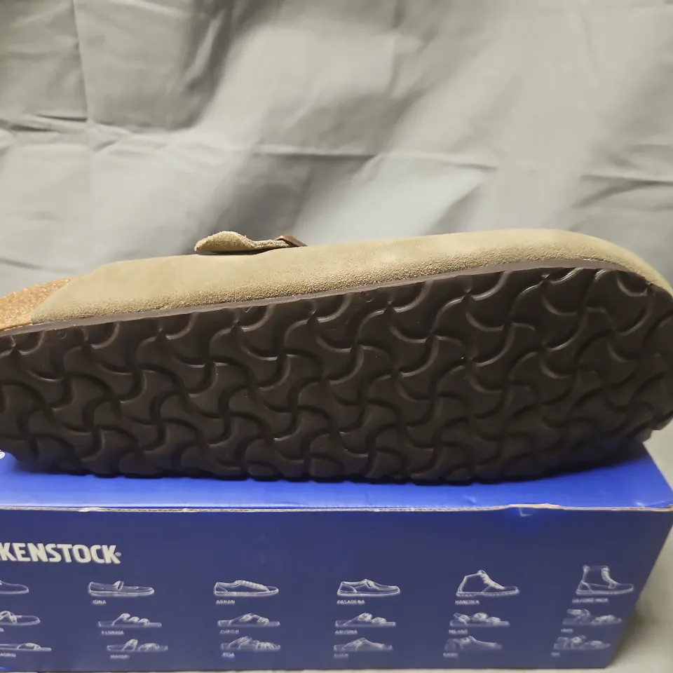 BOXED BIRKENSTOCK BOSTON SUEDE SANDALS – TAUPE, EU 46 (UK 11)