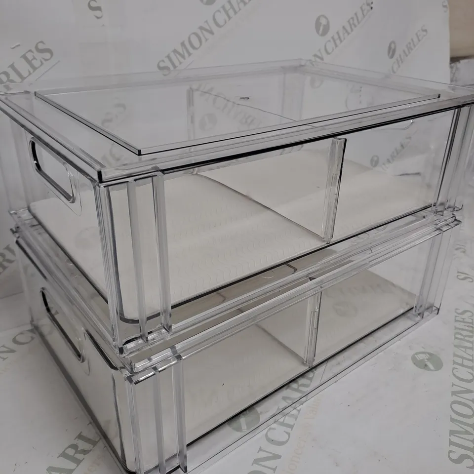 BOXED COOK'S ESSENTIALS SET OF 2 STACKABLE STORAGE DRAWERS WITH DIVIDERS