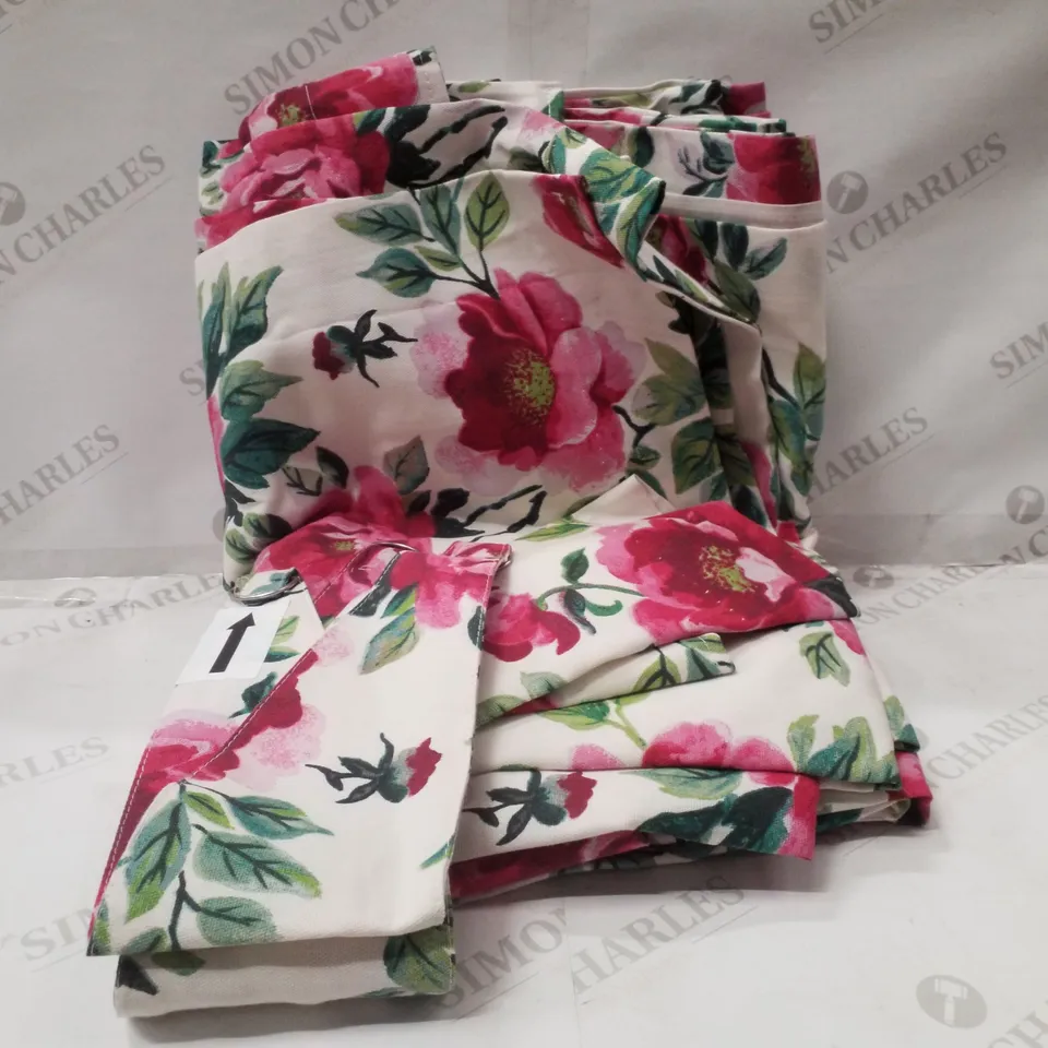 PEONY FLORAL PENCIL PLEAT CURTAINS (SET OF 2)