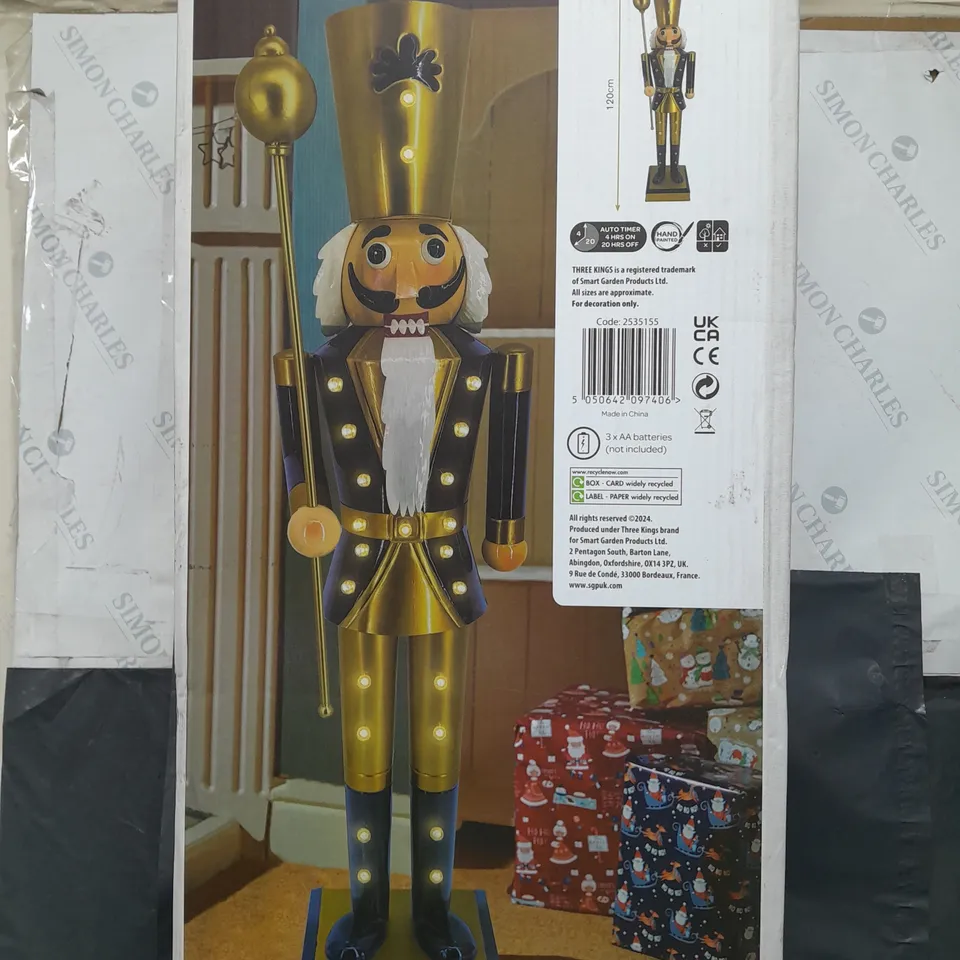 BOXED THREE KINGS IN-LIT GIANT NUTCRACKER NAVY & GOLD - COLLECTION ONLY