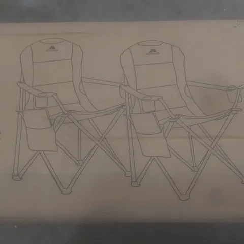 BOXED SET OF 2 VOYAGER PADDED CAMPING CHAIRS - BLACK & GREY (1 BOX)