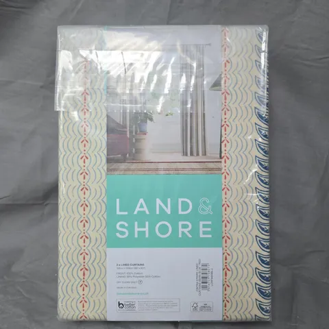 LAND & SHORE 2 X LINED CURTAINS, 168CM X 229CM