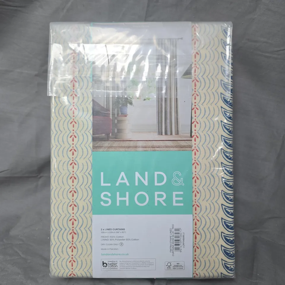 LAND & SHORE 2 X LINED CURTAINS, 168CM X 229CM