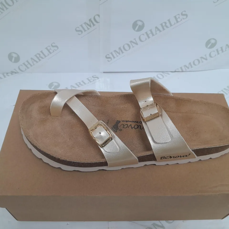 BONOVA GERMAN BIO INNOVATION SANDLES GOLD STRAP SIZE 40