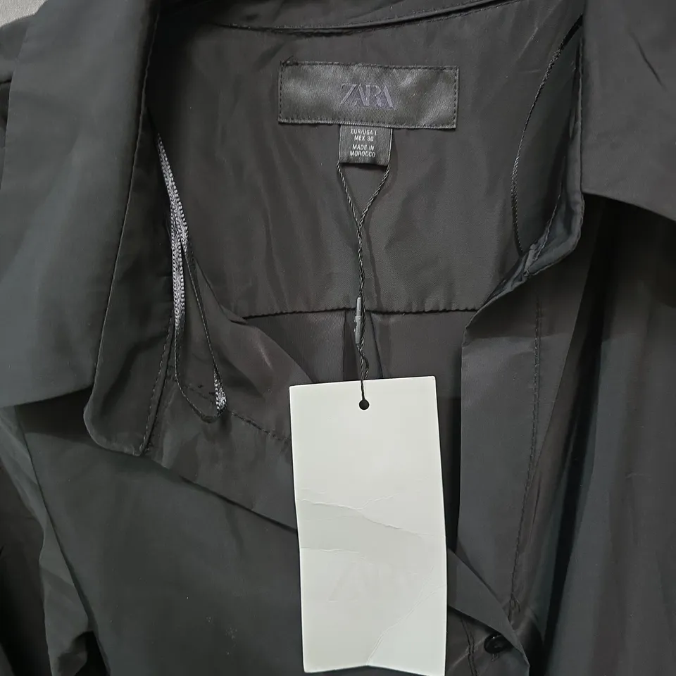 ZARA BLACK BELTED LONG TRENCH COAT – (WOMENS)