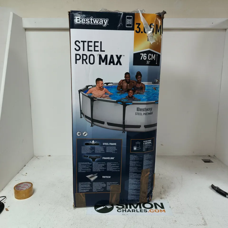 BESTWAY STEEL PRO MAX 3.66M X 0.76M ABOVE-GROUND POOL – BOXED (12FT X 30IN)
