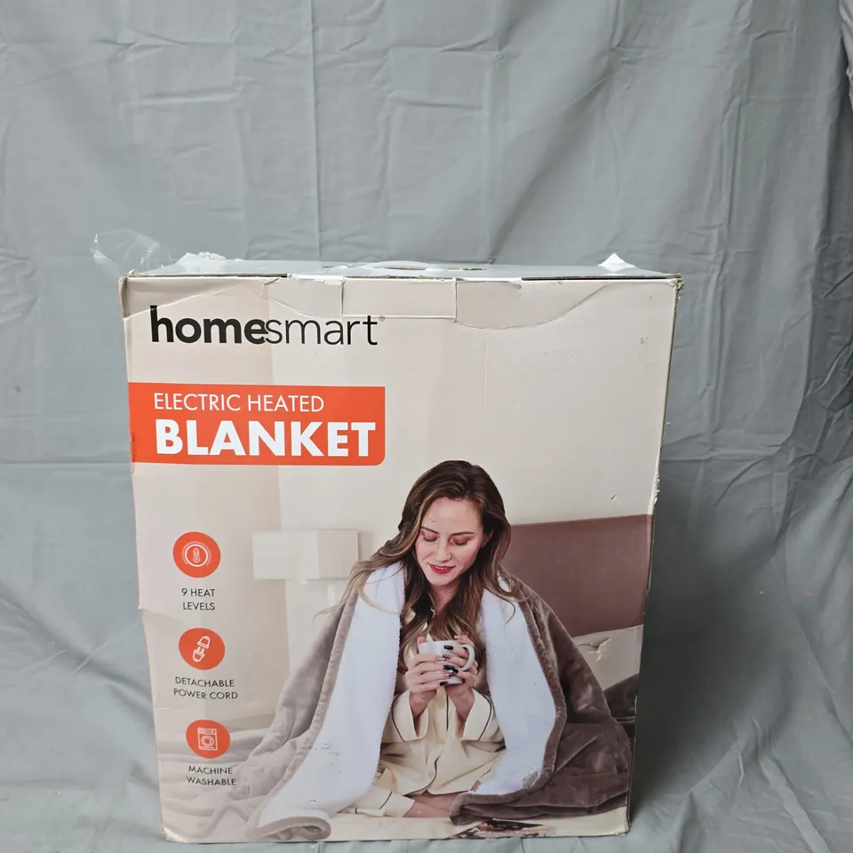 HOMESMART ELECTRIC HEATED BLANKET WITH CONTROLLER – 9 HEAT LEVELS, MACHINE WASHABLE
