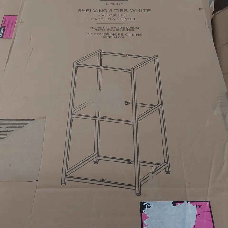 BOXED MODULAR SHELVING 3 TIER - WHITE