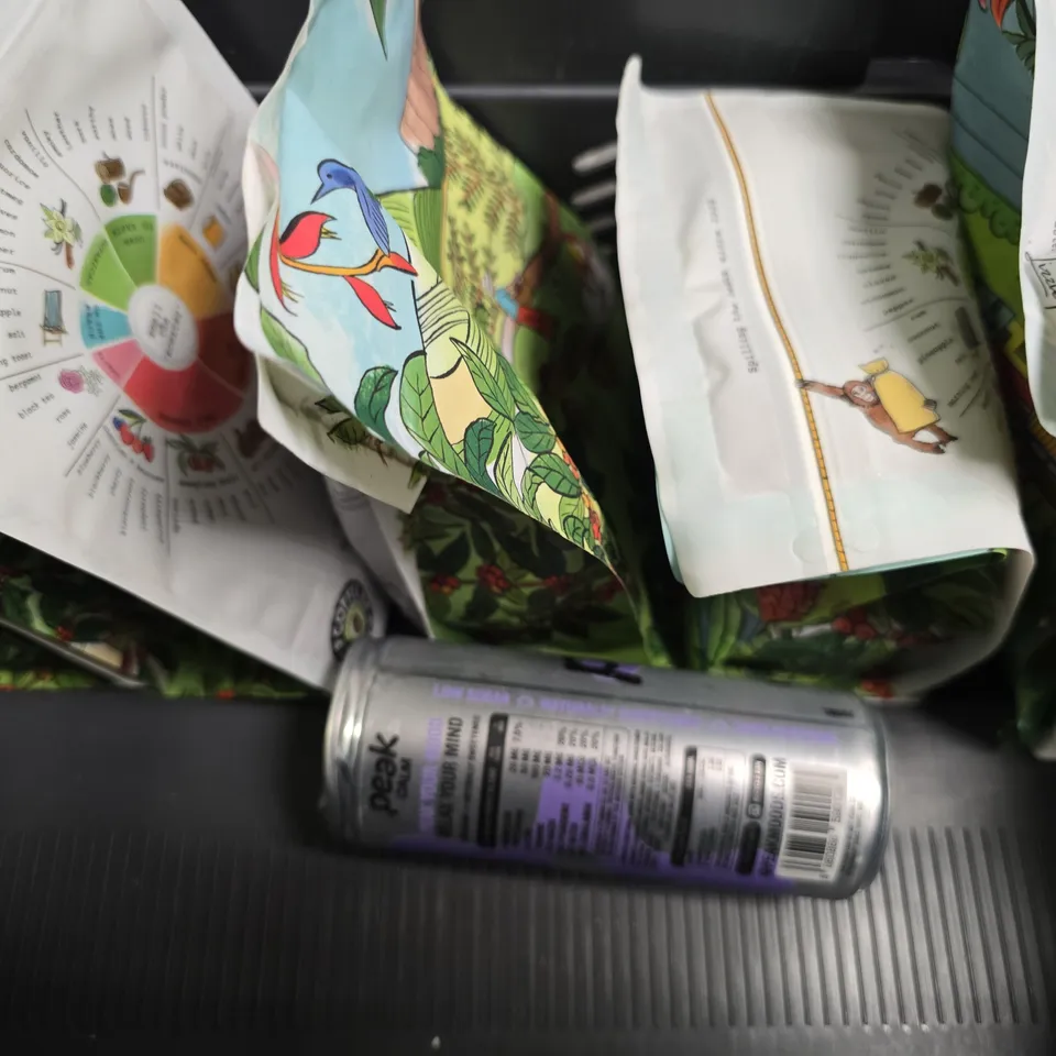 APPROXIMATELY 7 ASSORTED FOOD & DRINK ITEMS TO INCLUDE - CALM PEAK MOOD DRINK , ETHIOPIAN LEKEMPTI 