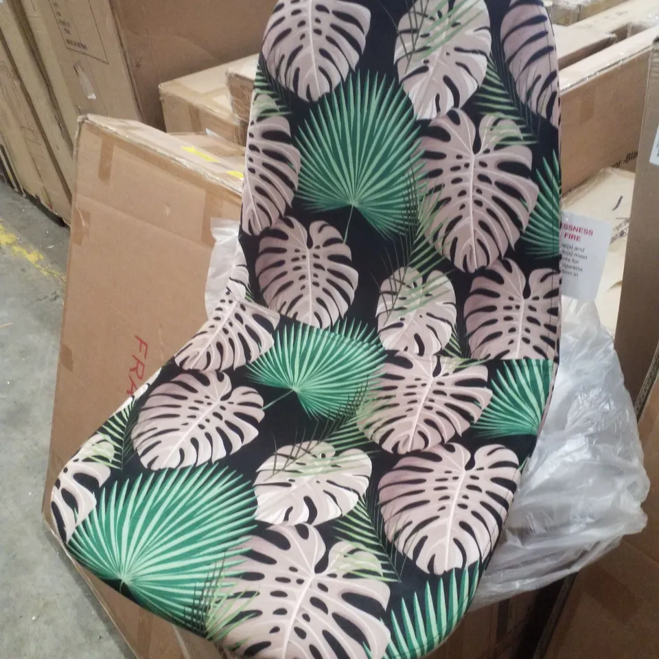 BOXED SET OF 2 FABRIC PALM PRINT DINING CHAIRS 