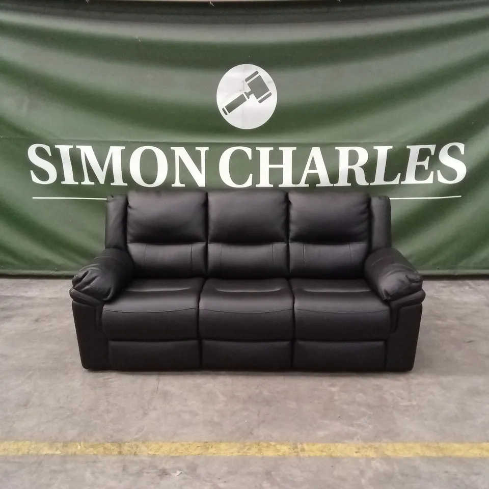 ALBION LUXURY FAUX LEATHER HIGH BACK 3 SEATER SOFA - BLACK RRP £599