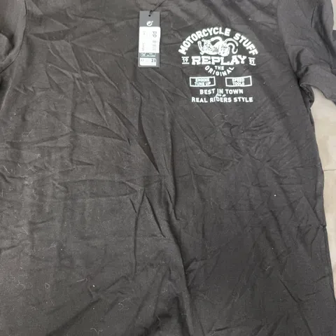 REPLAY MOTO ICON T-SHIRT IN BLACK SIZE LARGE