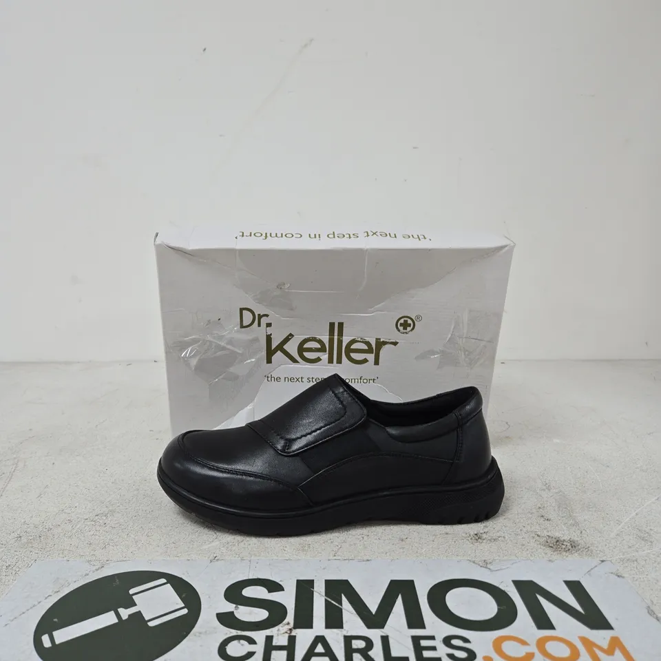 DR KELLER MEN'S BLACK LEATHER SLIP-ON SHOES SIZE 7