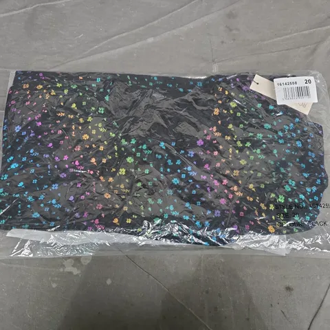 BAGGED ROMAN DIAGONAL FOIL TUNIC IN BLACK MULTI - SIZE 20