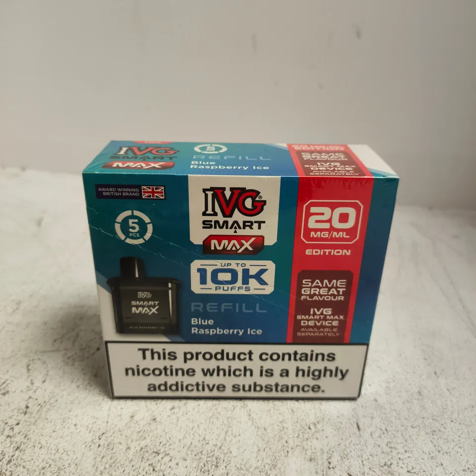 BOXED AND SEALED IVG SMART MAX 5PC REFILL SET (BLUE RASPBERRY ICE)