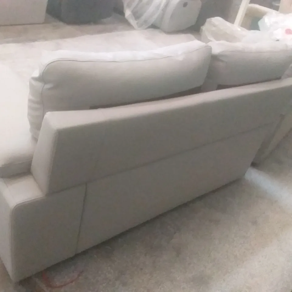 QUALITY DESIGNER KANSAS CORNER SOFA - LIGHT GREY FAUX LEATHER (MISSING CORNER SECTION)