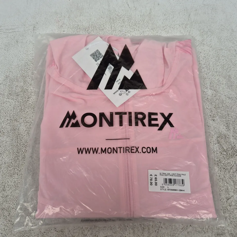 MONTIREX WOMENS TRAIL WINDBREAKER ZIP JACKET – PINK, SIZE L