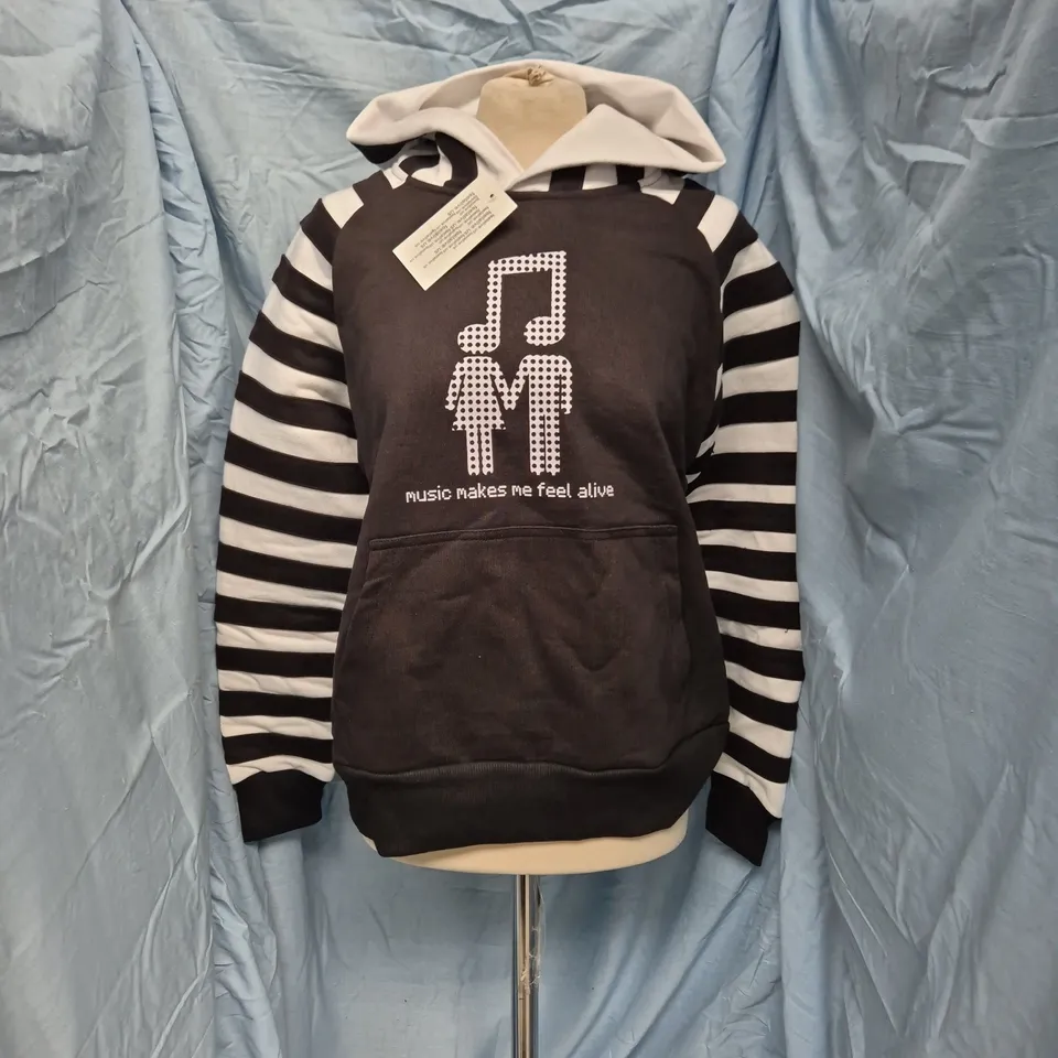 FEELALIVE Hooded Sweatshirt – Black with White Striped Sleeves