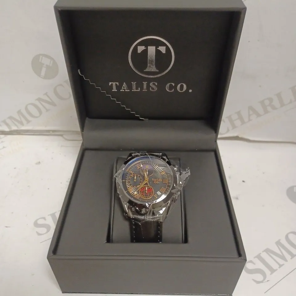 MENS TALIS CO 7120 CHRONOGRAPH WATCH – MOON PHASE MOVEMENT – GENUINE LEATHER STRAP 