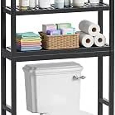 BOXED BAMBOO BATHROOM STORAGE SHELF: FREESTANDING OVER THE TOILET STORAGE UNIT ORGANIZER RACK WITH 3 TIER ADJUSTABLE SHELVES FOR BATHROOM LAUNDRY BALCONY 63 X 26 X 170CM (1 BOX)