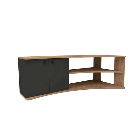 BOXED TV STAND WITH SHELVES AND CABINET DION