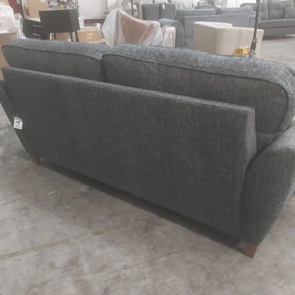 DESIGNER HALSTOW 3 SEATER HIGH BACK FABRIC UPHOLSTERED SOFA - CHARCOAL 