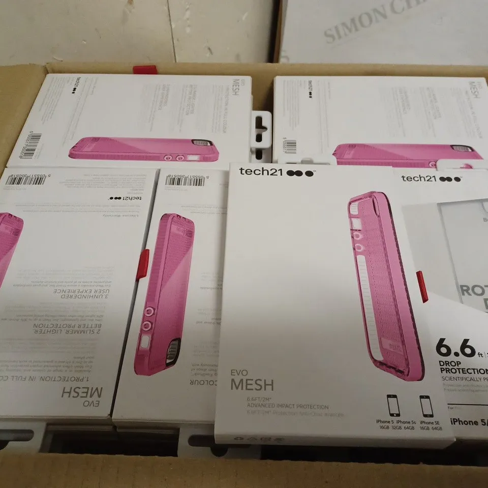 LOT OF 27 X TECH21 PURE CLEAR TOUGH CASE COVER WITH BULLETSHIELD FOR APPLE IPHONE 5 5S SE - 52 X TECH21 EVO MESH TPU SOFT THIN CASE SNAP COVER FOR IPHONE SE IPHONE 5 / 5S - PINK